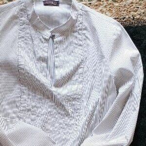 Peserico Tricot Long Sleeve with Light Silver Decorations Fitted Shirt (made in